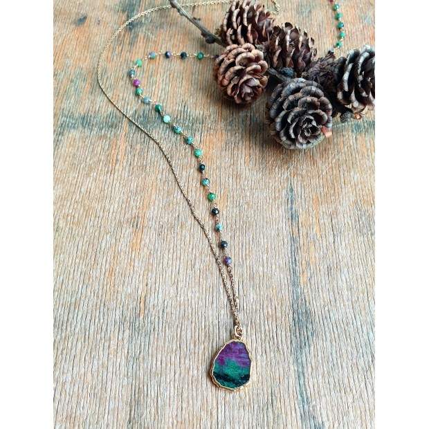 Hanka IN ilgas kaklo papuošalas su zoisitu